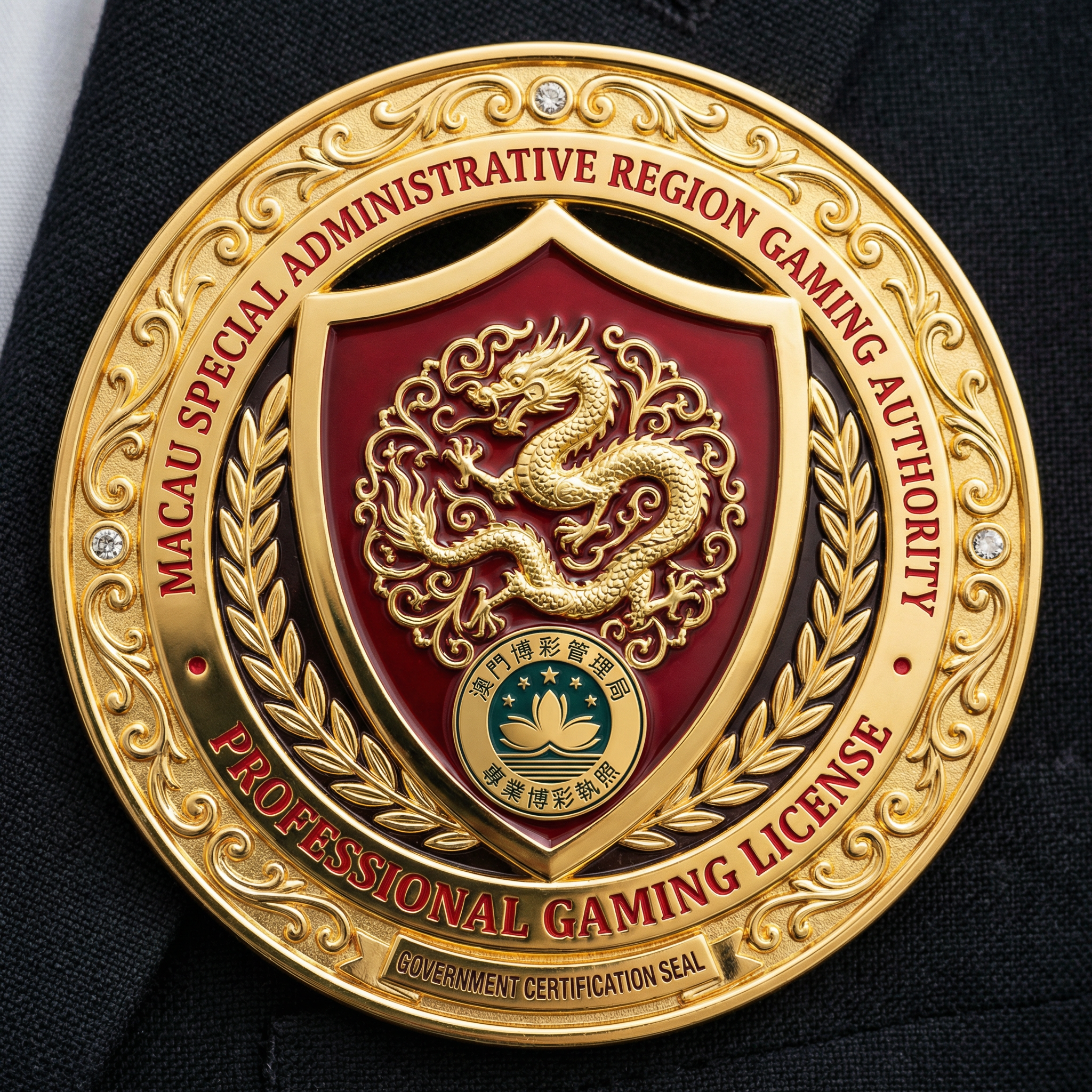 九游棋牌澳门博彩监察协调局颁发的正规博彩牌照徽章